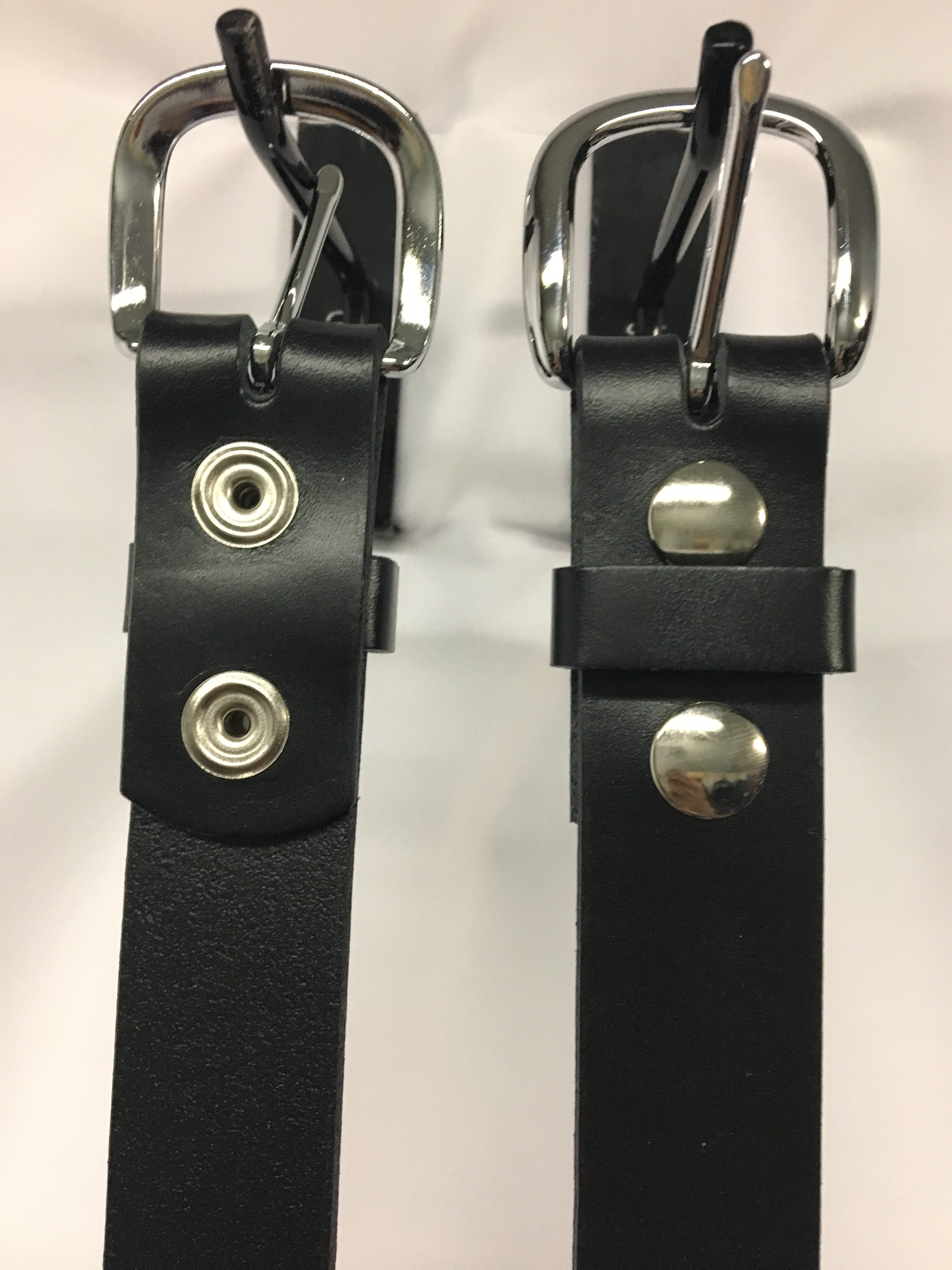 Handmade solid leather belt 1 1/2″ width, chrome buckle/snaps, black or ...